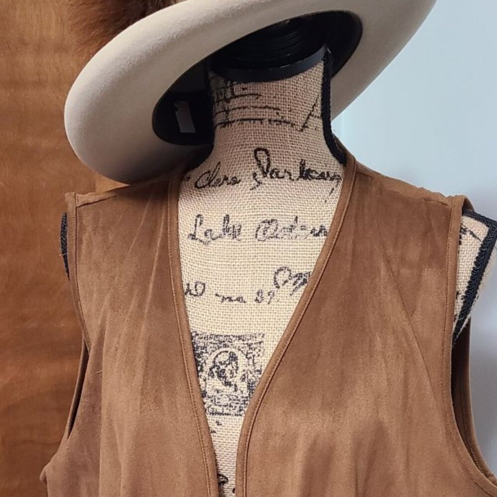 Fringed, faux suede vest, XL